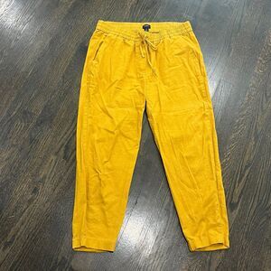 J.Crew Factory Pants Women’s 8 Linen Cotton Pull-on Drawstring‎ Ankle Goldenrod